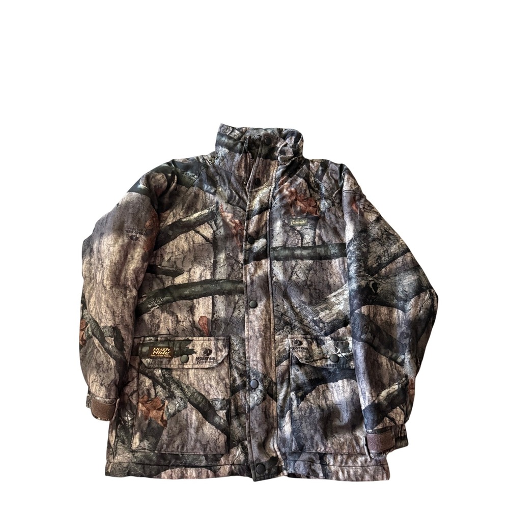Gamehide Kids Mossy Oak Treestand Camo Hush Hide Hunting Jacket Large L Full Zip